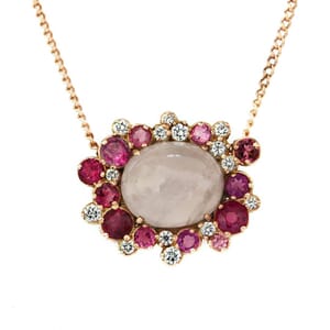 תליון רוז קווארץ יהלומים וטורמלינים VIKA