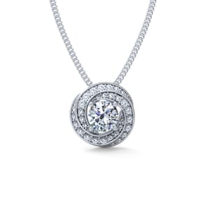 תליון יהלום עגול משובץ יהלומים זהב לבן ETY